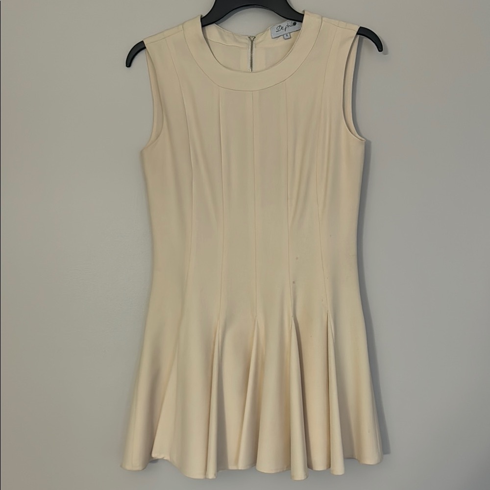 Nasty Gal Cream Pleated Mini Dress
